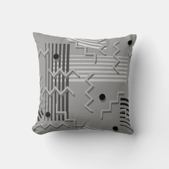 Abstract geometrisch patroon grijze kussen (Voorkant)