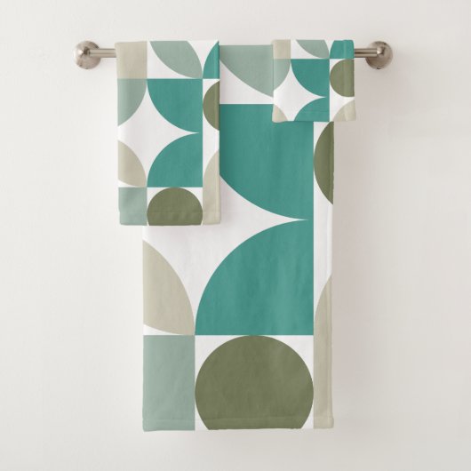 Abstract geometrisch patroon groen Blauwgroen Bad Handdoek (Insitu)