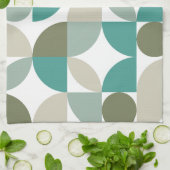 Abstract geometrisch patroon groen Blauwgroen Theedoek (Gevouwen)