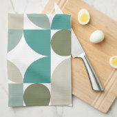 Abstract geometrisch patroon groen Blauwgroen Theedoek (Quarter Fold)