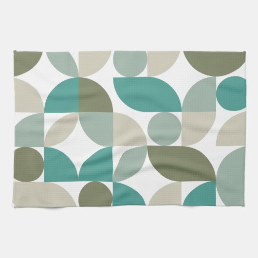 Abstract geometrisch patroon groen Blauwgroen Theedoek (Horizontaal)