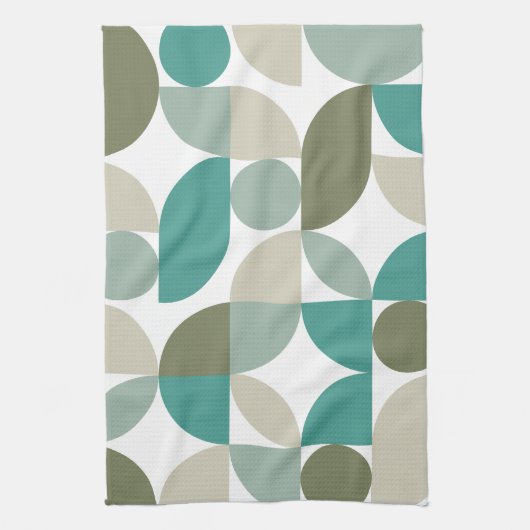 Abstract geometrisch patroon groen Blauwgroen Theedoek (Verticaal)