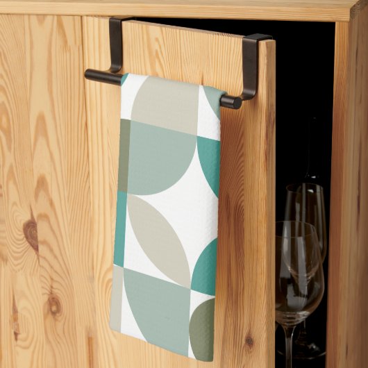 Abstract geometrisch patroon groen Blauwgroen Theedoek (Derde Gevouwen)