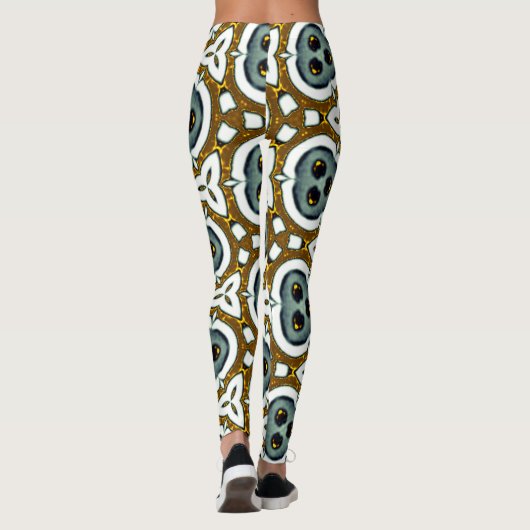 abstract geometrisch patroon groen en zwart leggings (Achterkant)