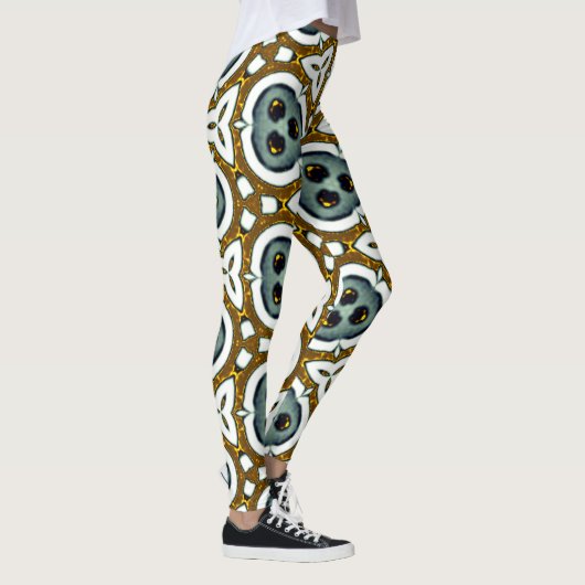 abstract geometrisch patroon groen en zwart leggings (Rechts)