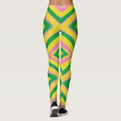 Abstract geometrisch patroon | Groen, Geel & Roze Leggings (Achterkant)