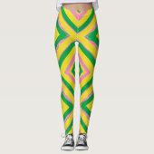 Abstract geometrisch patroon | Groen, Geel & Roze Leggings (Voorkant)