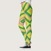 Abstract geometrisch patroon | Groen, Geel & Roze Leggings (Links)