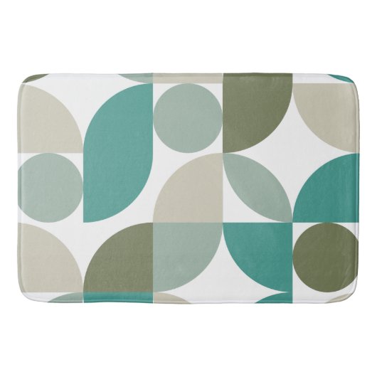Abstract Geometrisch Patroon Groen Turkoois Badmat (Voorkant)