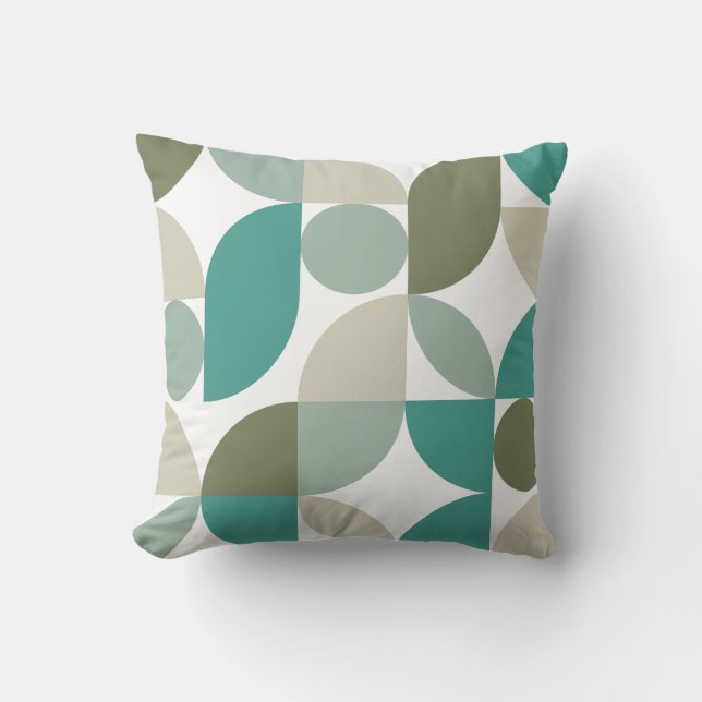 Abstract Geometrisch Patroon Groen Turkoois Kussen (Voorkant)