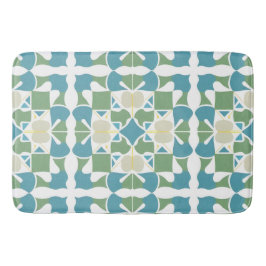 Abstract geometrisch patroon in groen en blauw badmat