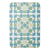 Abstract geometrisch patroon in groen en blauw badmat (Voorkant Verticaal)