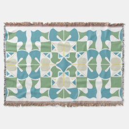 Abstract geometrisch patroon in groen en blauw deken