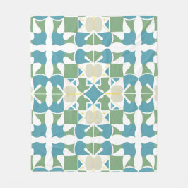 Abstract geometrisch patroon in groen en blauw fleece deken
