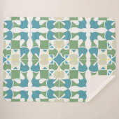 Abstract geometrisch patroon in groen en blauw sherpa deken (Voorkant (horizontaal))