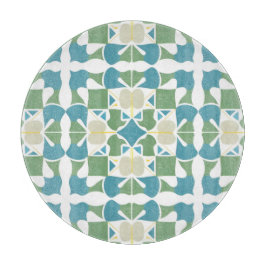 Abstract Geometrisch Patroon in Groen en Blauw Snijplank