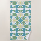 Abstract geometrisch patroon in groen en blauw strandlaken (Voorkant)