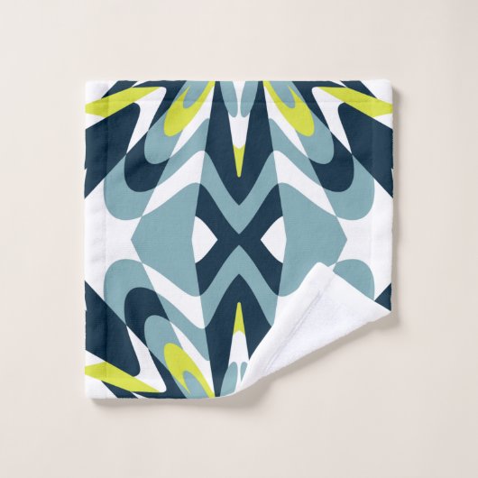 Abstract geometrisch patroon in marine, Blauwgroen Bad Handdoek (Wasdoekje)