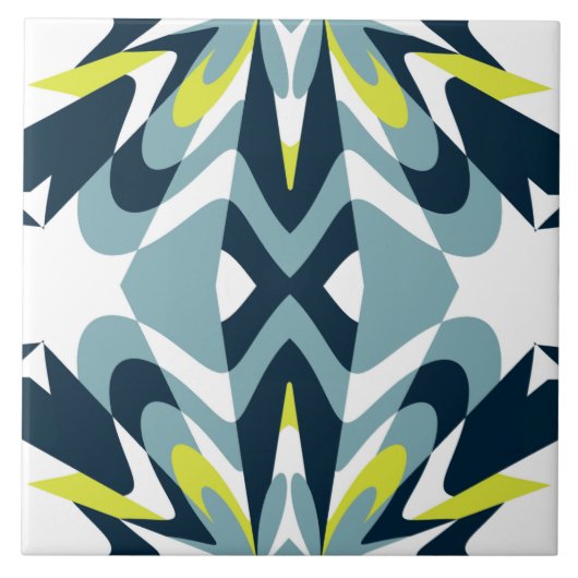 Abstract geometrisch patroon in marine, Blauwgroen Tegeltje (Voorkant)