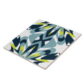 Abstract geometrisch patroon in marine, Blauwgroen Tegeltje (Zijkant)