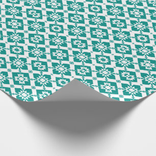 Abstract Geometrisch Patroon in Wit en Groen Cadeaupapier