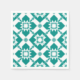 Abstract Geometrisch Patroon in Wit en Groen Servet