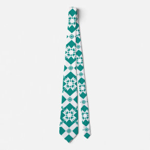 Abstract geometrisch patroon in wit en groen stropdas