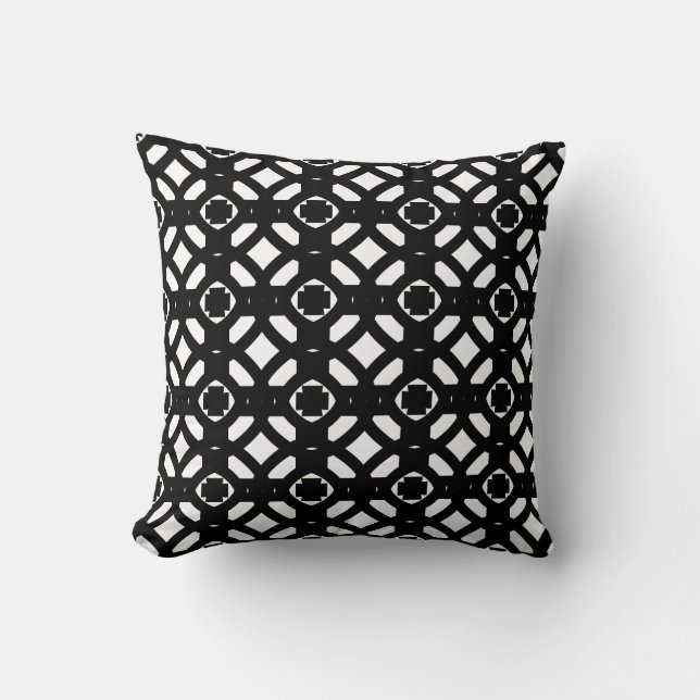 Abstract geometrisch patroon in zwart en wit kussen (Voorkant)