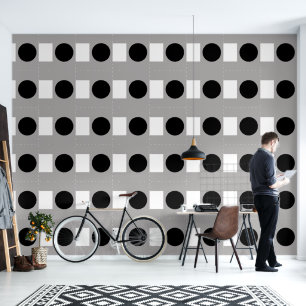 Abstract geometrisch patroon in zwart-wit behang