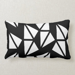 Abstract geometrisch patroon kussen zwart en wit