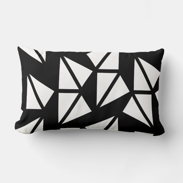 Abstract geometrisch patroon kussen zwart-wit (Voorkant)