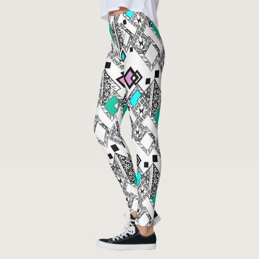 Abstract geometrisch patroon leggings (Links)