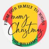 Abstract geometrisch patroon Leuke vrolijke kerst Ronde Sticker (Voorkant)