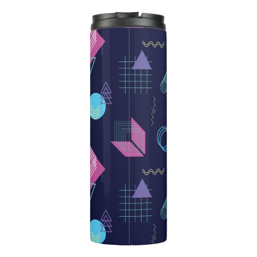 Abstract geometrisch patroon, lijnvormen. thermosbeker (Achterkant)