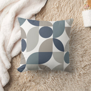 Abstract geometrisch patroon marineblauw grijs kussen