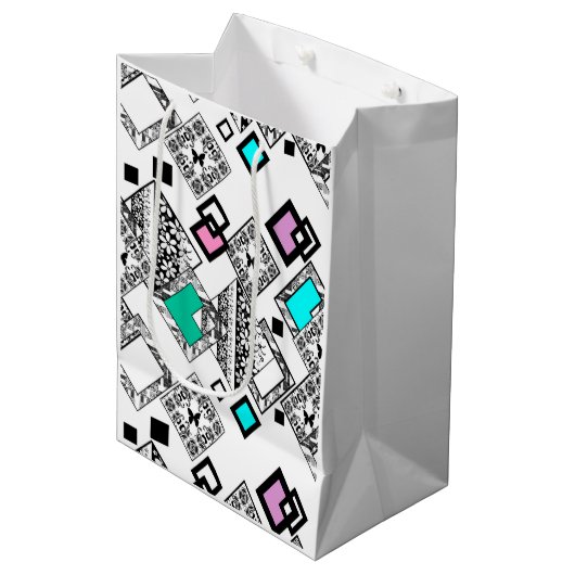 Abstract geometrisch patroon medium cadeauzakje (Voorkant Gekanteld)