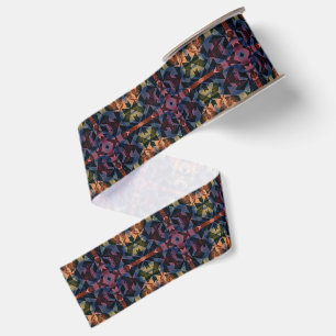 Abstract geometrisch patroon met blauwe bloem grosgrain lint