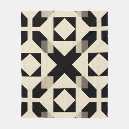 Abstract geometrisch patroon met contrasterend zwa fleece deken
