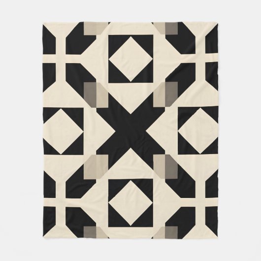 Abstract geometrisch patroon met contrasterend zwa fleece deken (Voorkant)