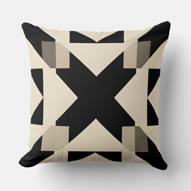 Abstract geometrisch patroon met contrasterend zwa kussen (Voorkant)