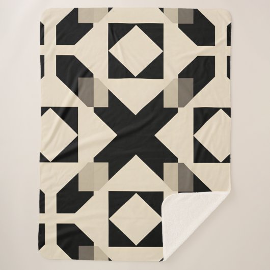 Abstract geometrisch patroon met contrasterend zwa sherpa deken (Voorkant)