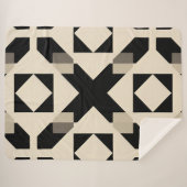 Abstract geometrisch patroon met contrasterend zwa sherpa deken (Voorkant (horizontaal))