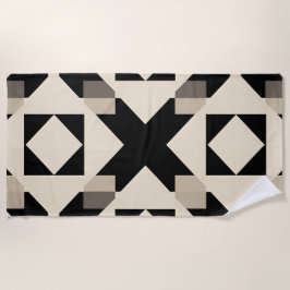 Abstract geometrisch patroon met contrasterend zwa strandlaken