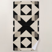 Abstract geometrisch patroon met contrasterend zwa strandlaken (Voorkant)