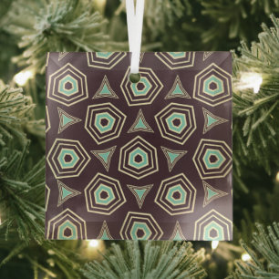 Abstract geometrisch patroon met gelaagde vijfhoek glas ornament