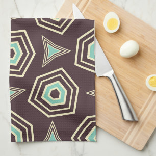 Abstract geometrisch patroon met gelaagde vijfhoek theedoek