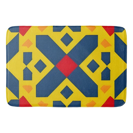 Abstract geometrisch patroon met levendige kleuren badmat (Voorkant)