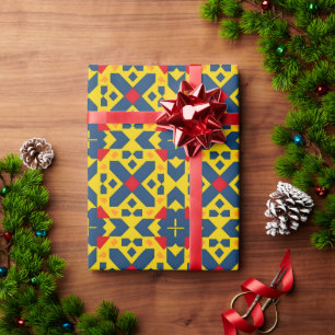 Abstract geometrisch patroon met levendige kleuren cadeaupapier