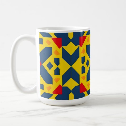 Abstract geometrisch patroon met levendige kleuren koffiemok (Links)