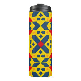 Abstract geometrisch patroon met levendige kleuren thermosbeker